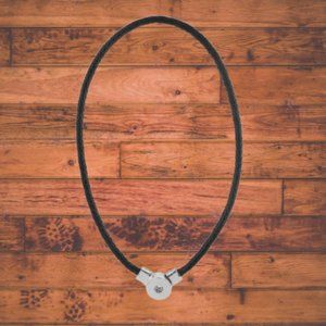 Black Leather Snap Button Necklace